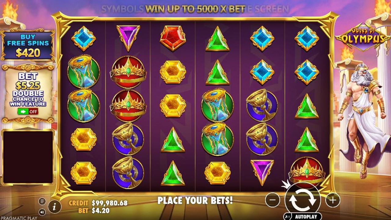 Gates of Pokerdom interfeysida Ante Bet yoki bonus menyusi ko‘rinishi, Olympus uslubi